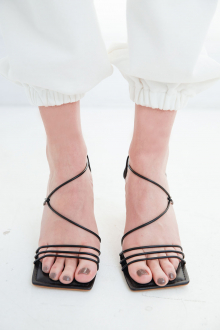 Cord Strap Sandals Black