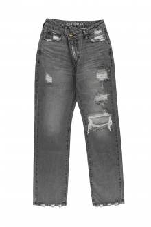 Alternative view of Wrap Damaged Denim Pants Washed Black