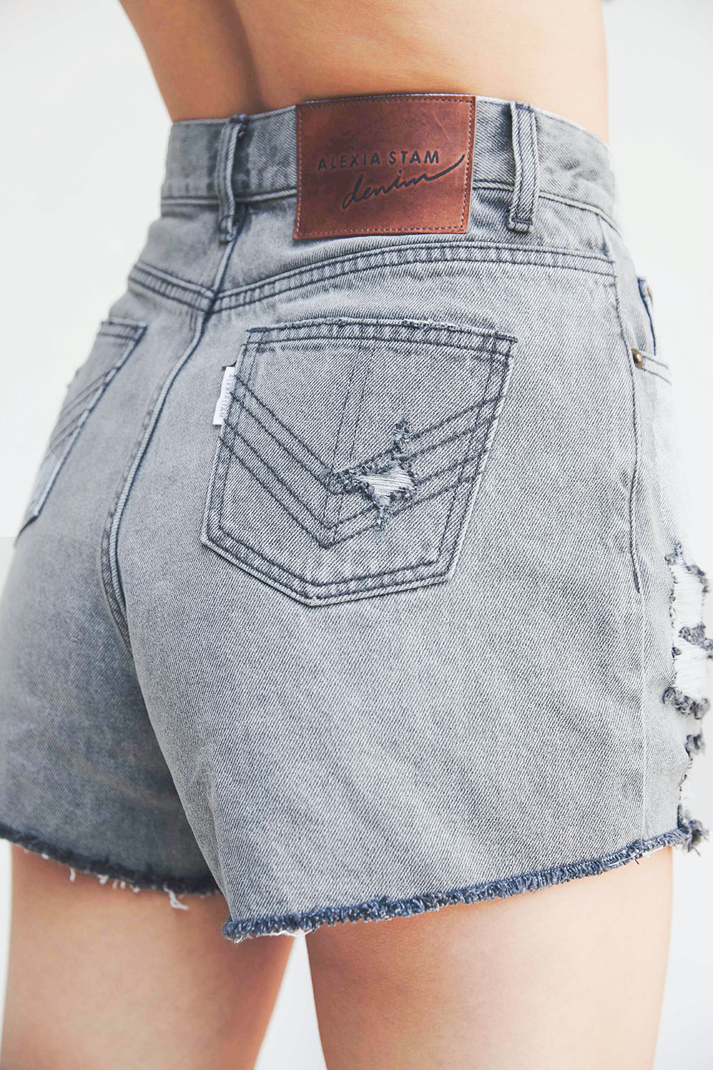 Washed black denim shorts Clearance