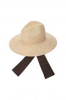 Alternative view of Bao Straw Ribbon Fedora Hat