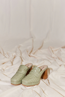 Square Toe Loafer Mules Pistachio