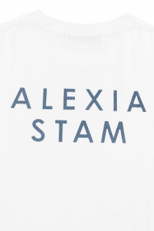 Back Logo Round Hem Long Sleeve Tee White - ALEXIA STAM