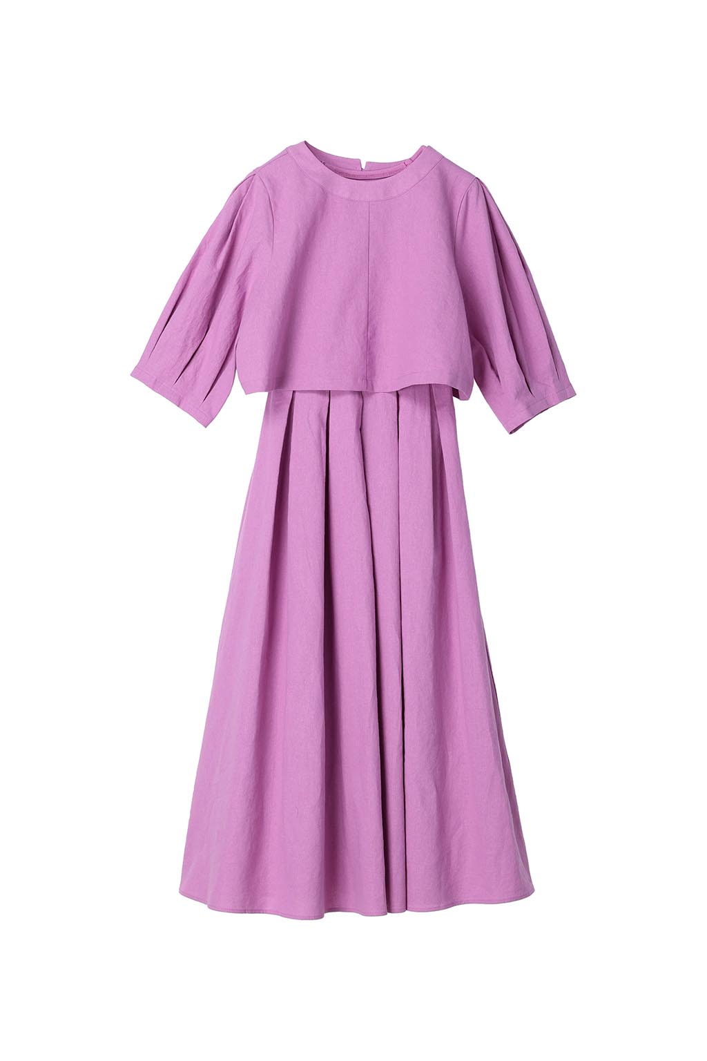 puff-sleeve-cropped-top&dress-set-pink-02