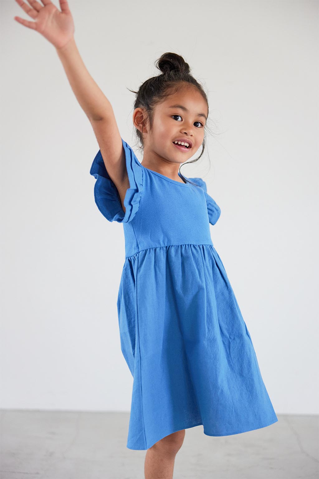 BABY ALEXIA Frill Sleeve Dress Blue4