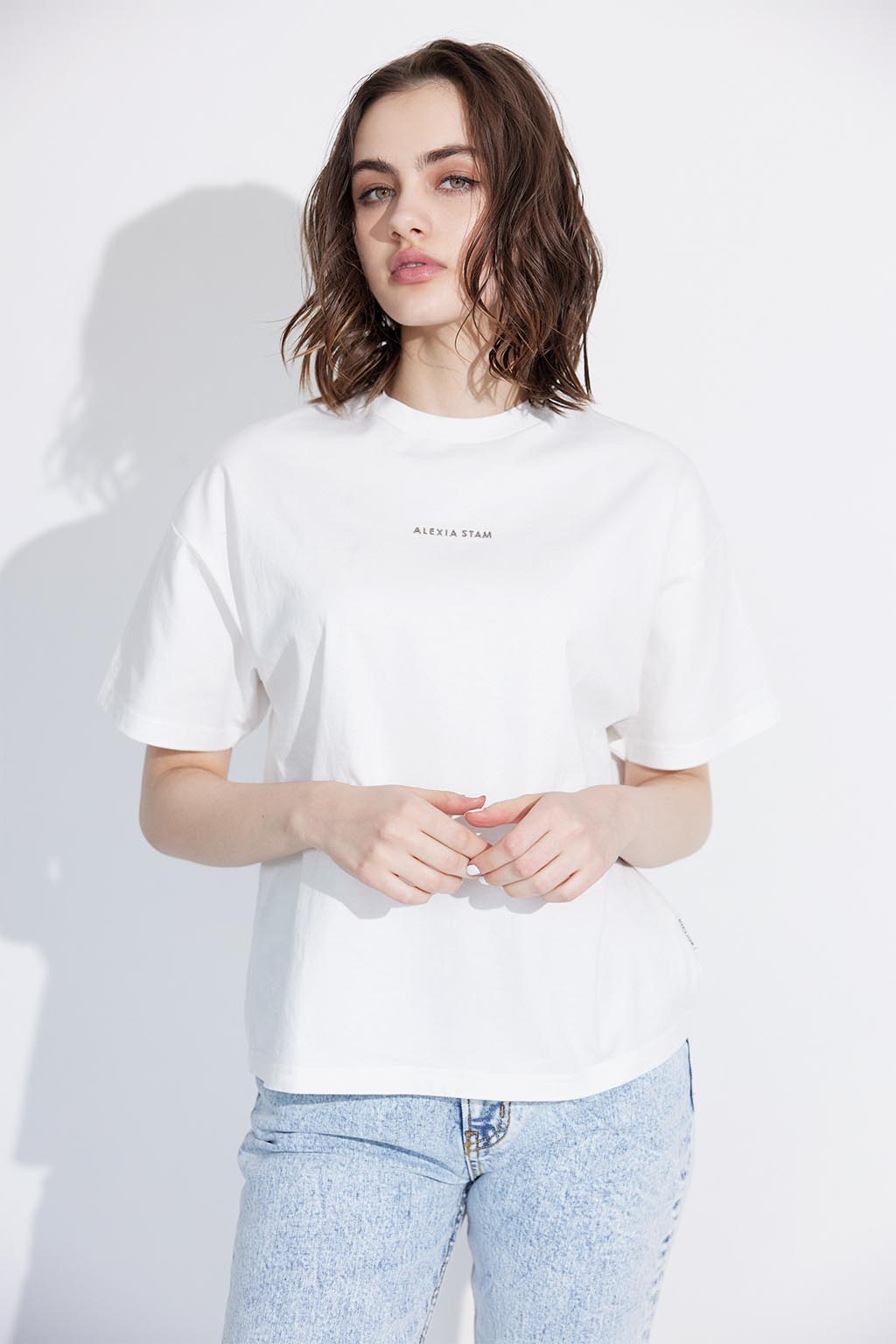 Contrast Embroidery Logo Tee Brown1