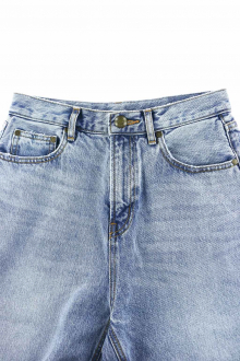 Frayed Waistband Denim Shorts Washed Blue 9