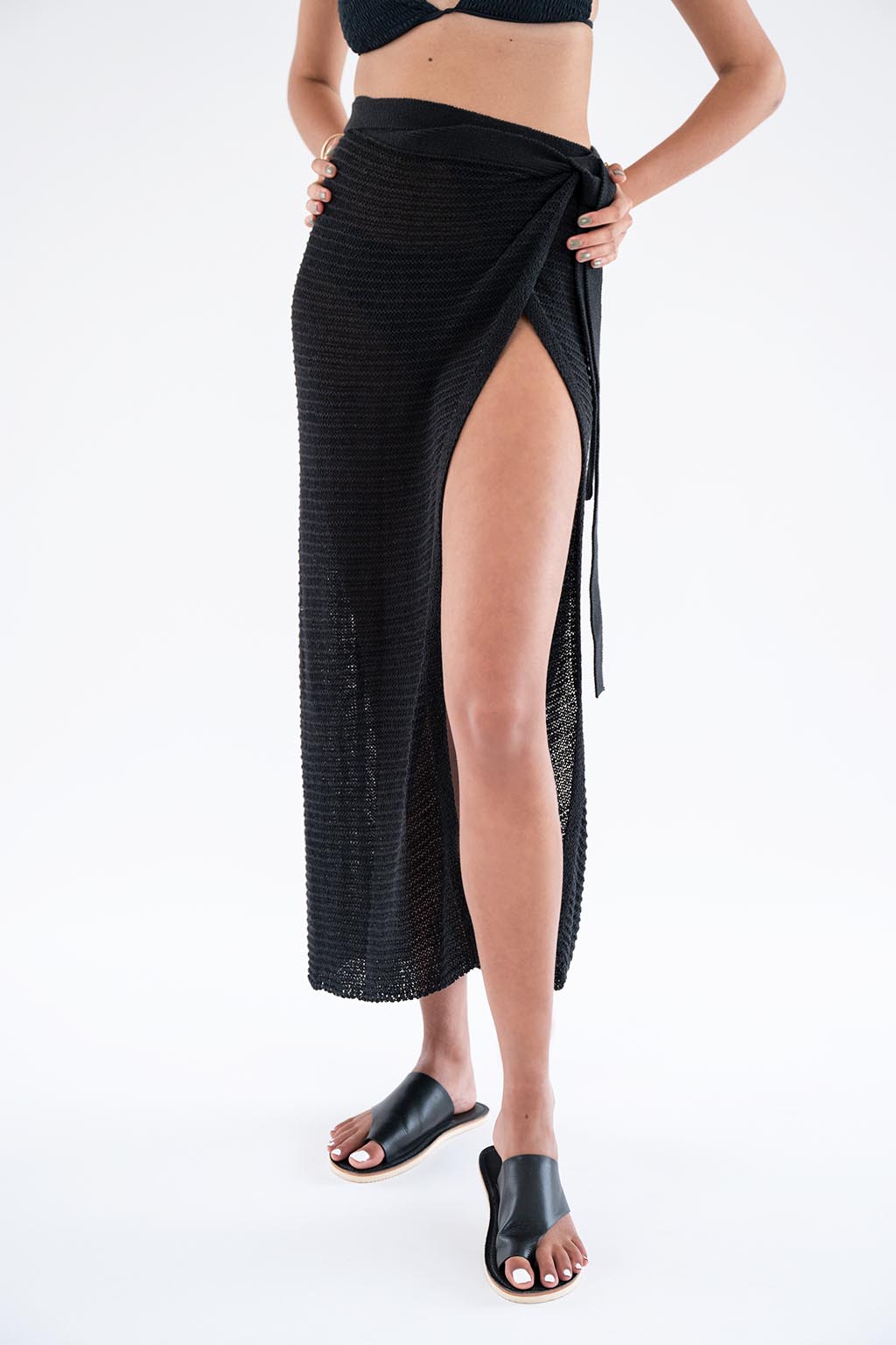 Knit Wrap Skirt Black 3