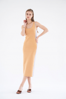 Sleeveless Knit Midi Dress Orange3