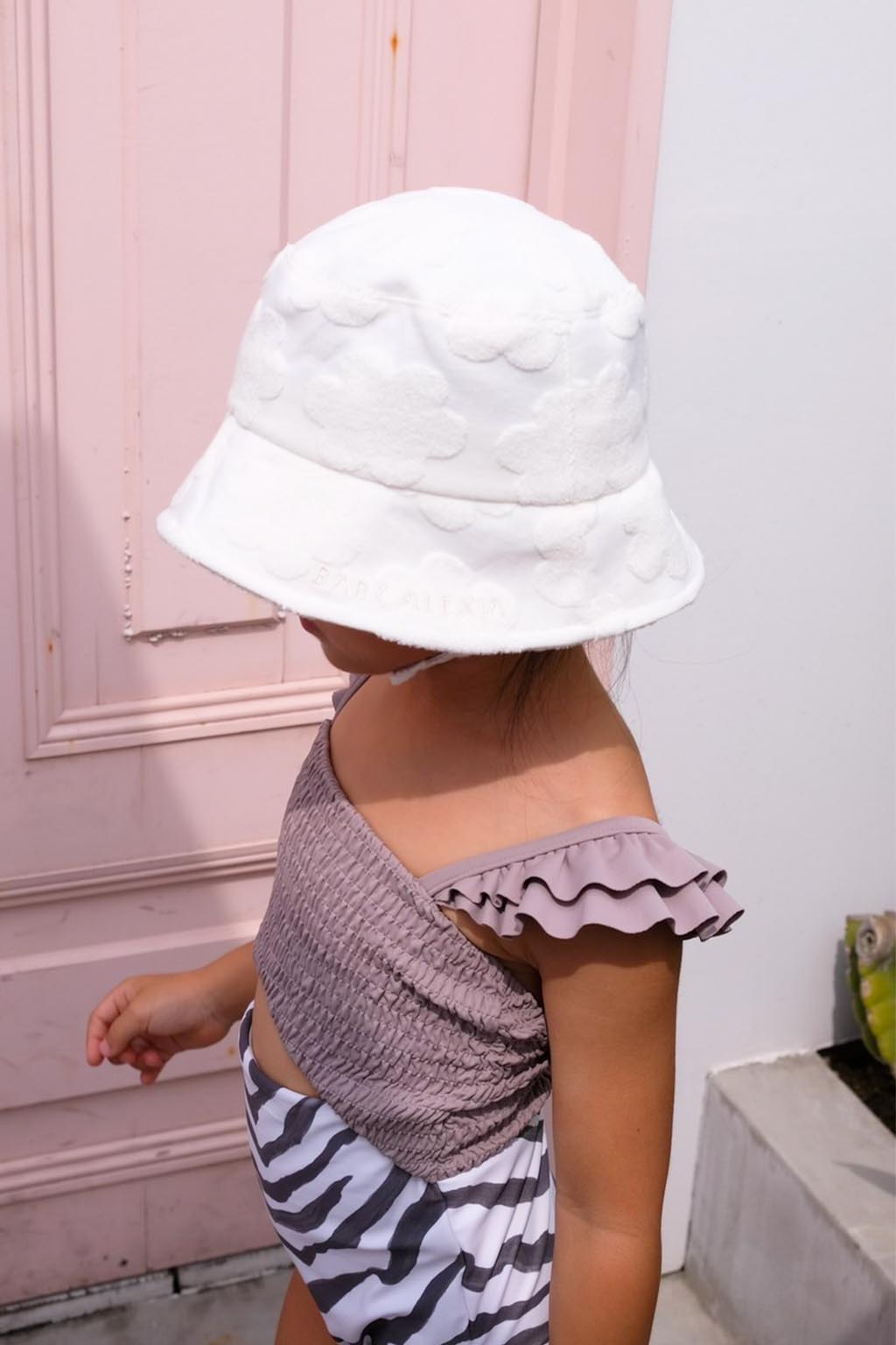 BABY ALEXIA Terry Jacquard Bucket Hat White 1