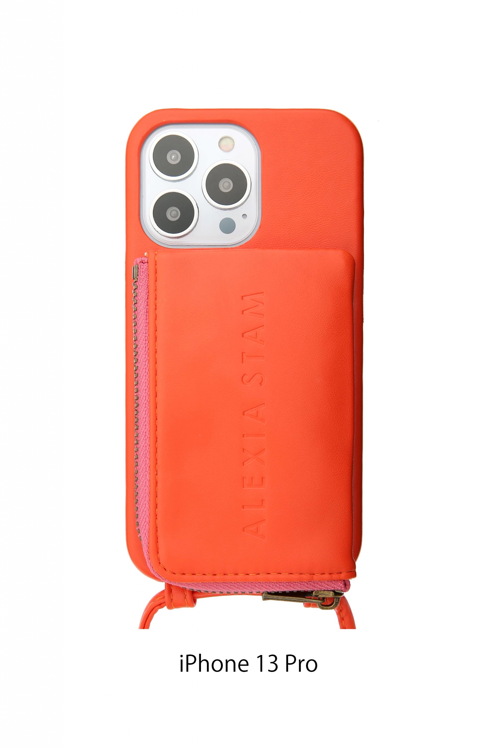 Eco Leather iPhone Case With Strap Orange 13