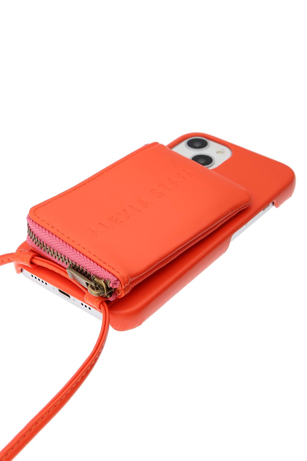 Eco Leather iPhone Case With Strap Orange 5