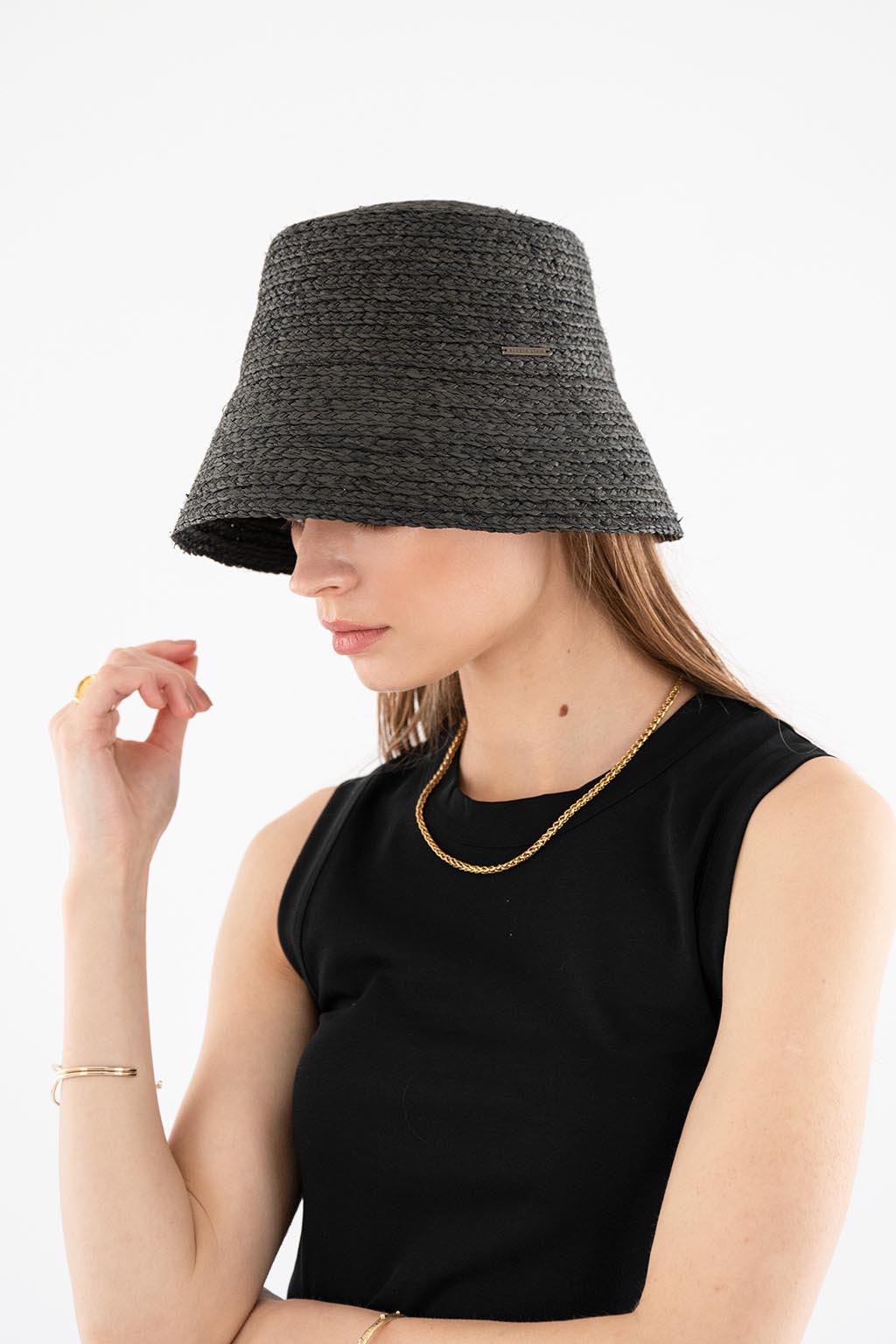 Raffia Bucket Hat Black 3