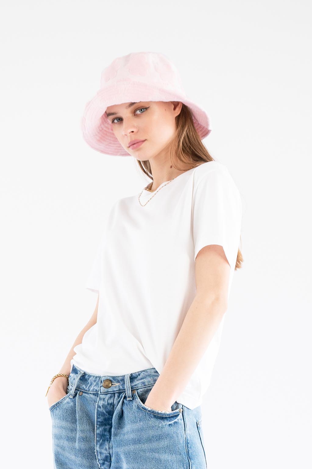 Terry Jacquard Bucket Hat Pink 1