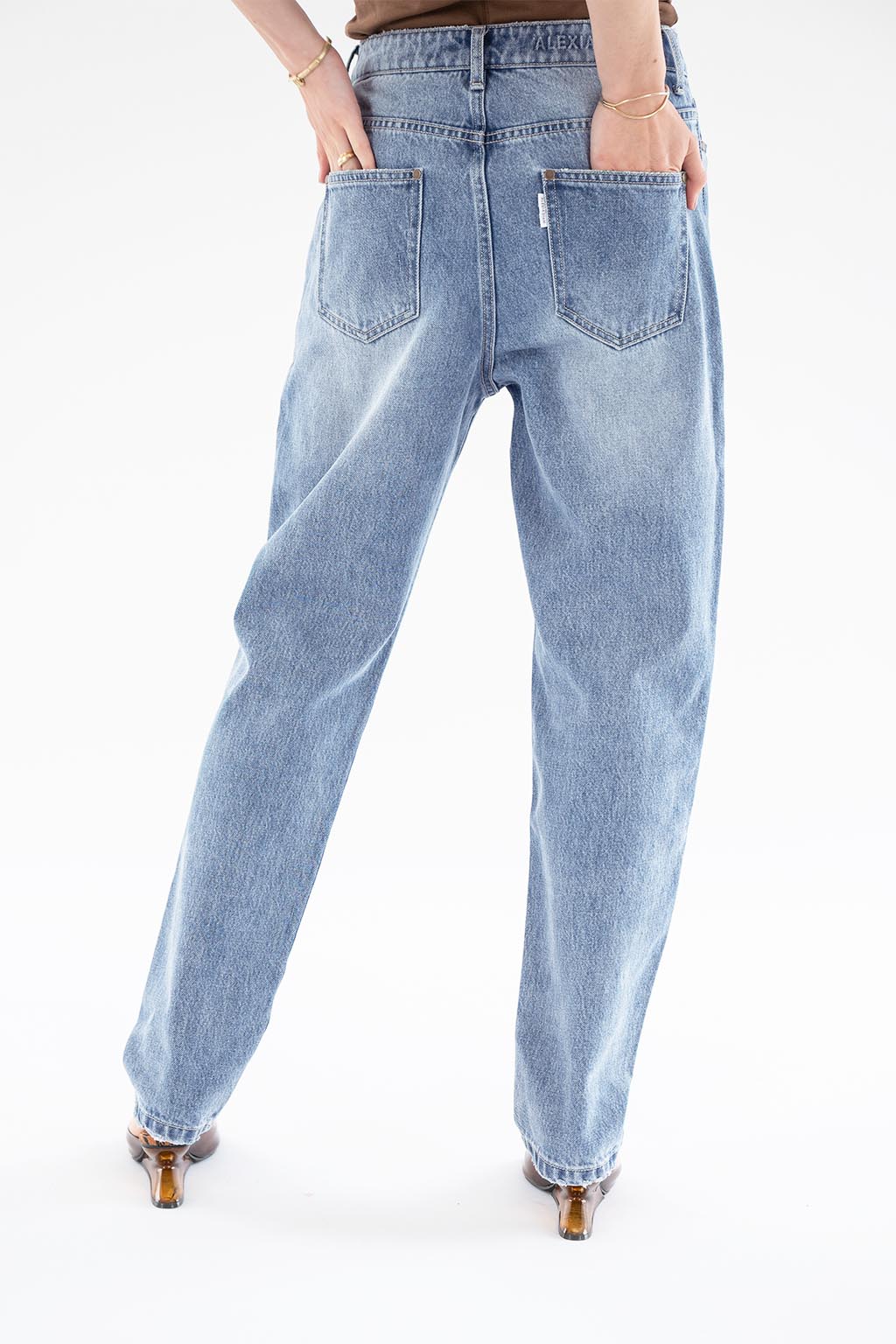 Tuck Denim Pants Washed Blue 6