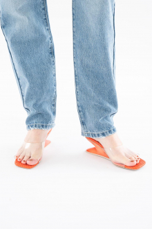 Unique Clear Heel Sandals Orange 4