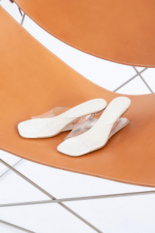 Unique Clear Heel Sandals White 1