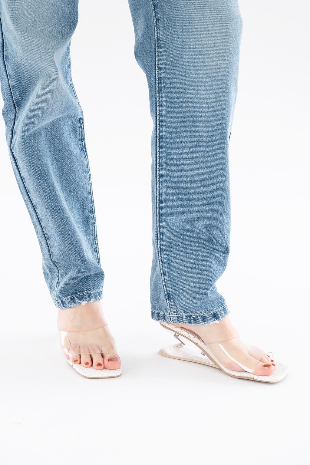 Unique Clear Heel Sandals White