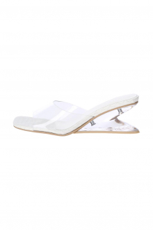 Unique Clear Heel Sandals White 7