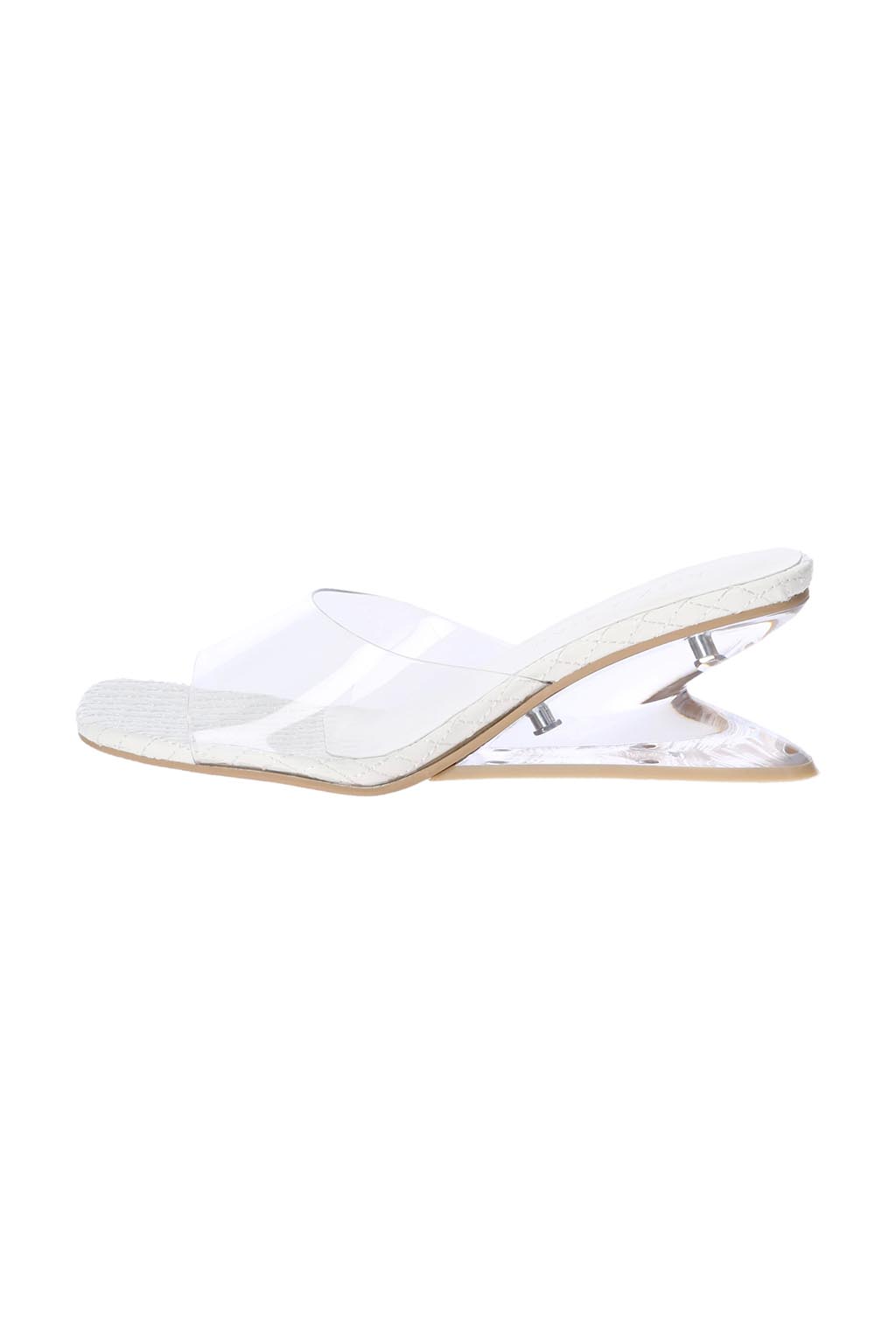 Unique Clear Heel Sandals White 7