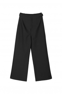 Waist Belted Color Pants Black 2
