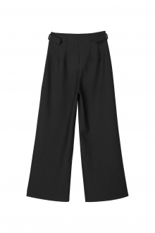 Waist Belted Color Pants Black 8