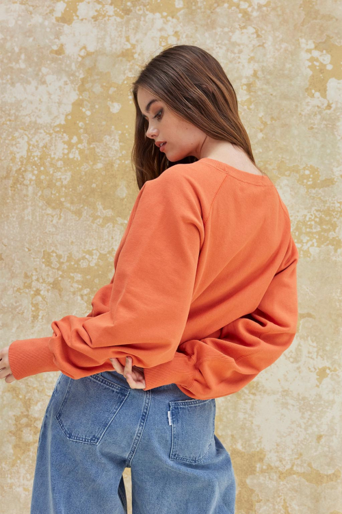 Cropped Crew Neck Sweatshirt - ALEXIA STAM
