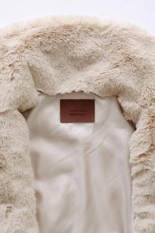 送料無料（沖縄は1000円) Alexiastam Eco Fur Hooded Jacket Beige