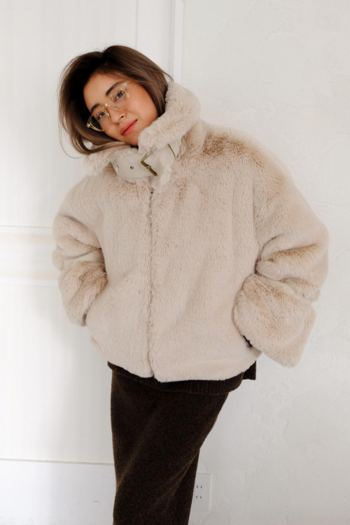 ALEXIA STAM♡Eco Fur Midi Coat Beige S-theagaveclub.com.au