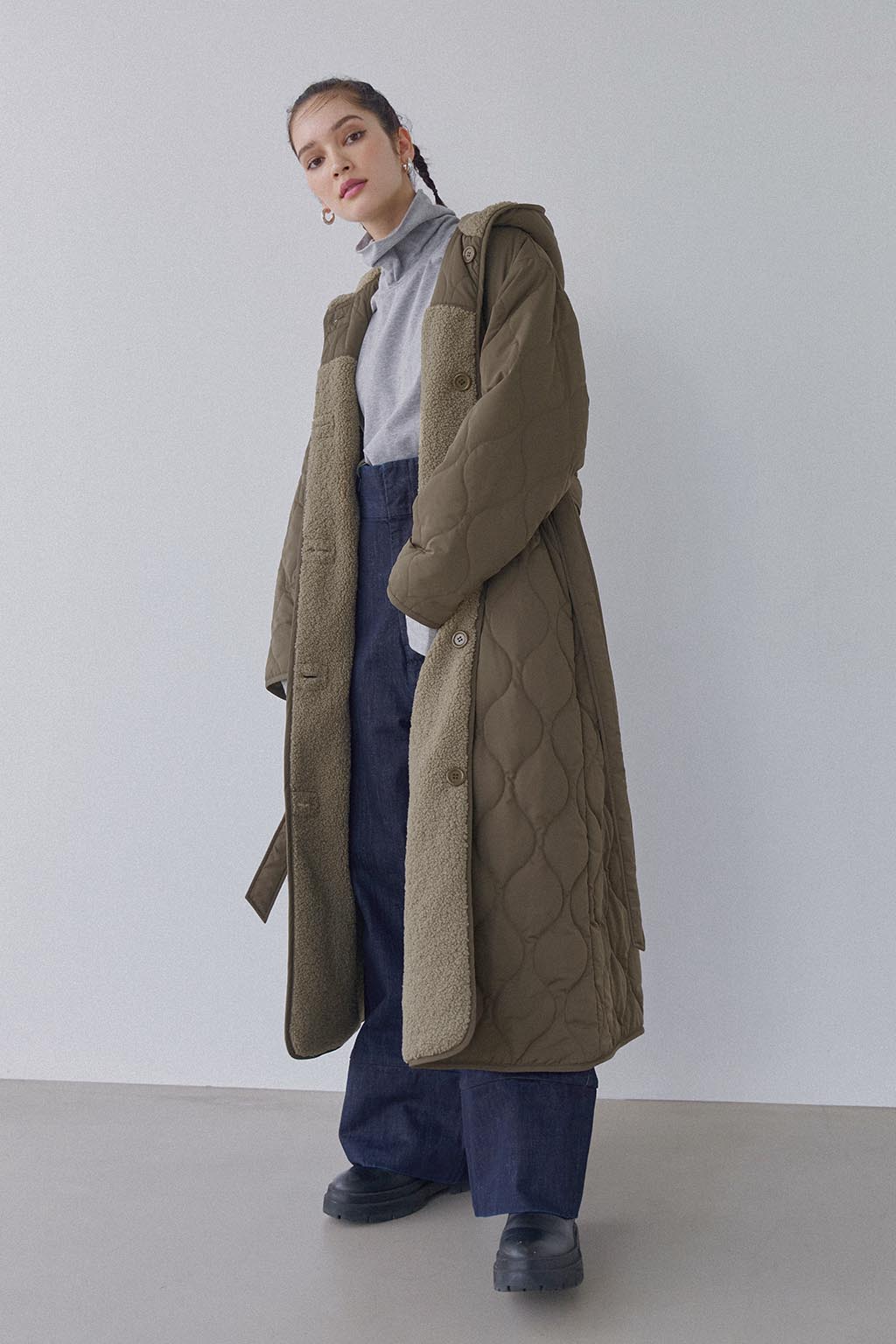 ＜H＞QUILTED LONG COAT/コート