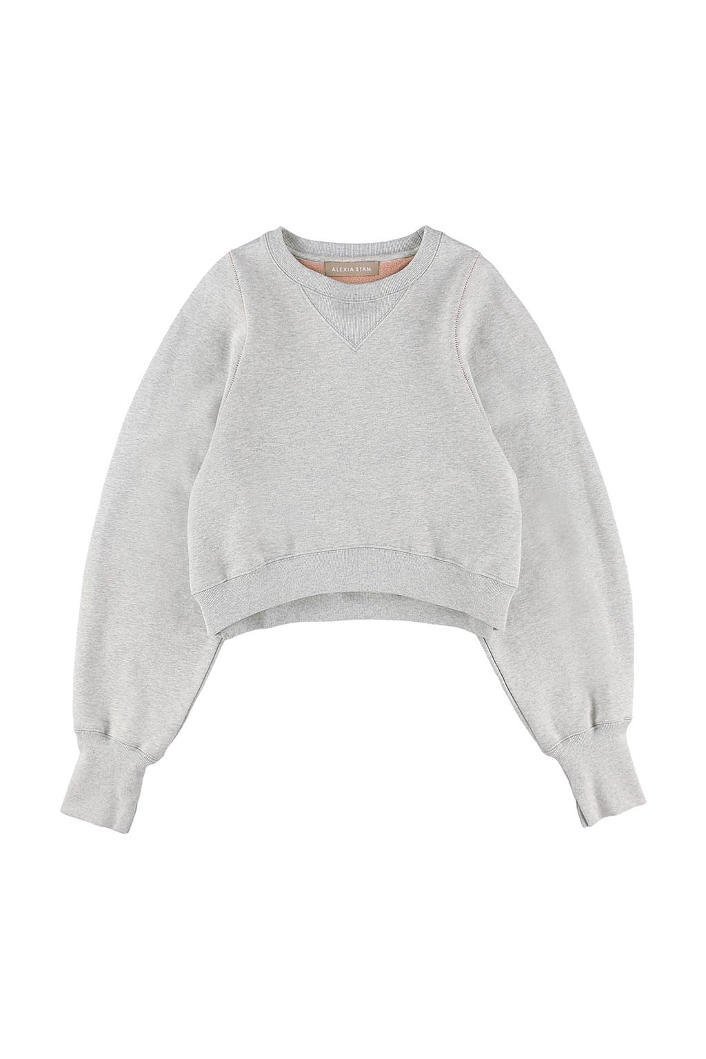 Contrast Stitch Cropped Sweat Shirt - ALEXIA STAM