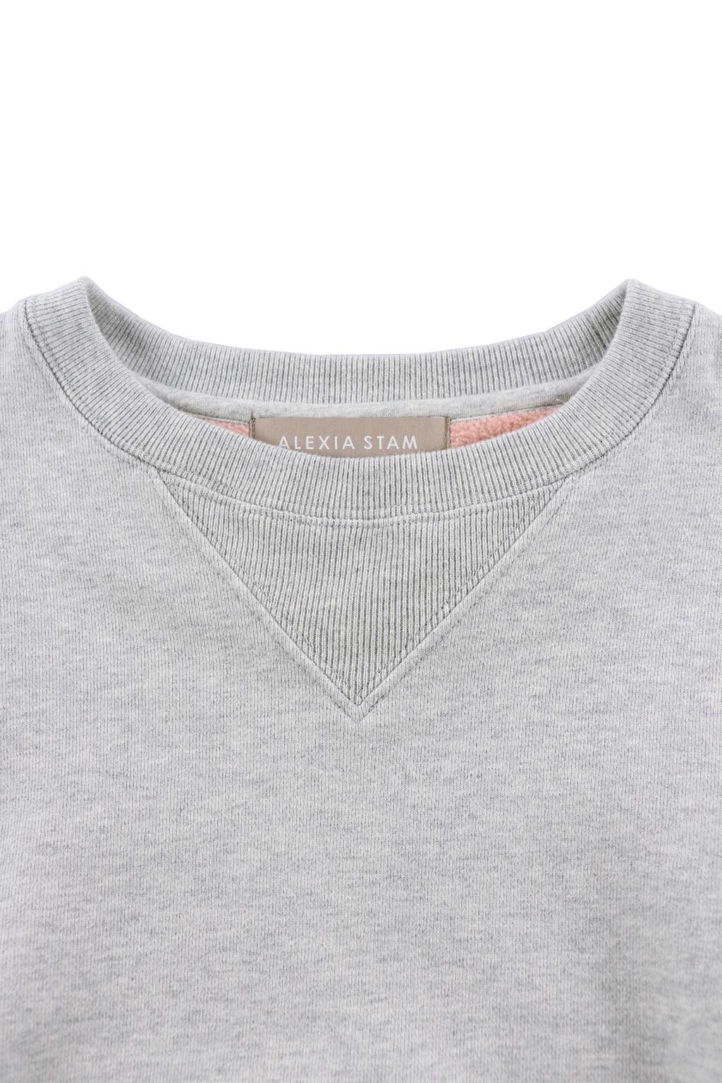 Contrast Stitch Cropped Sweat Shirt - ALEXIA STAM