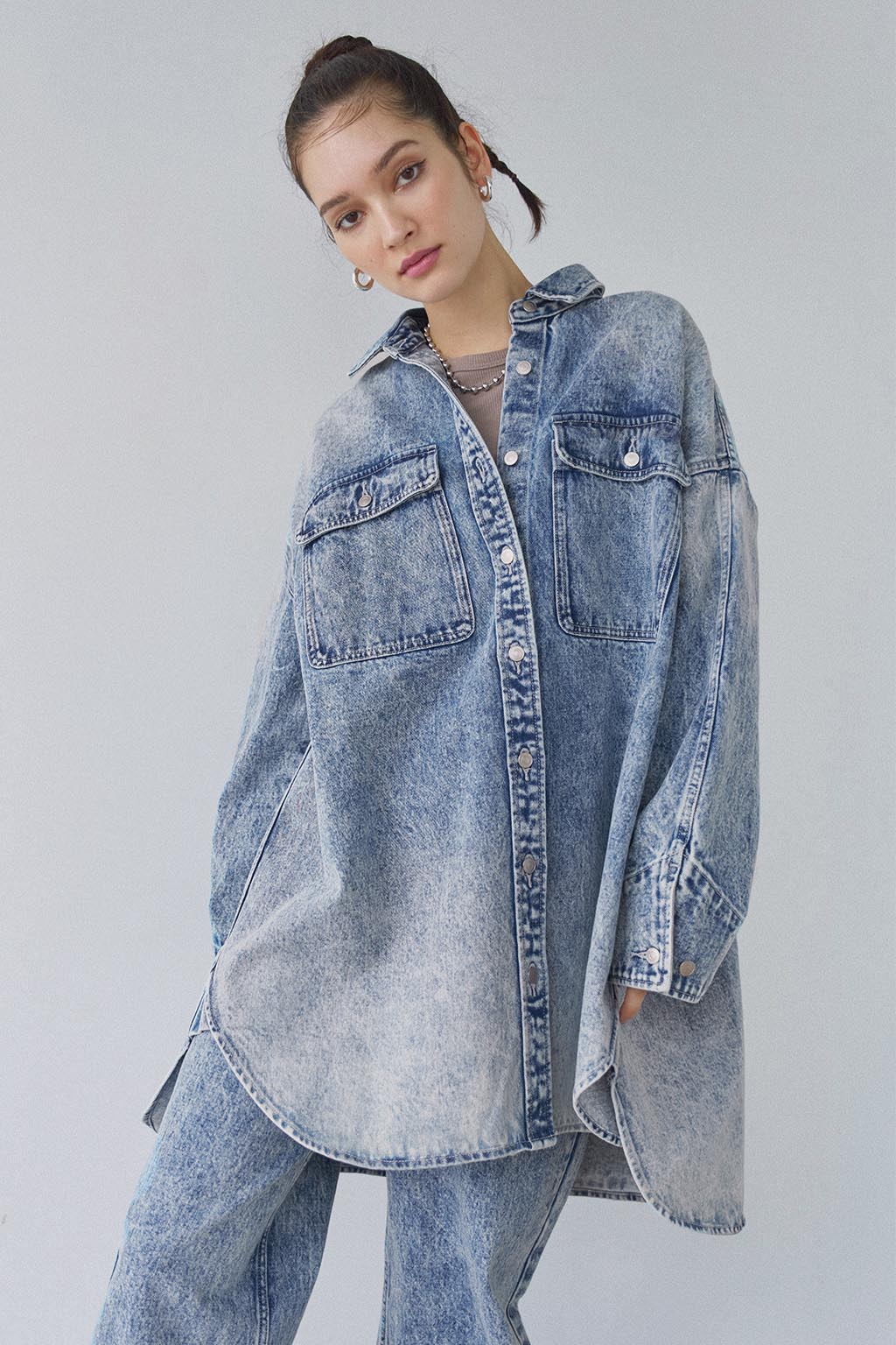 Oversized Denim Shirt Jacket - ALEXIA STAM