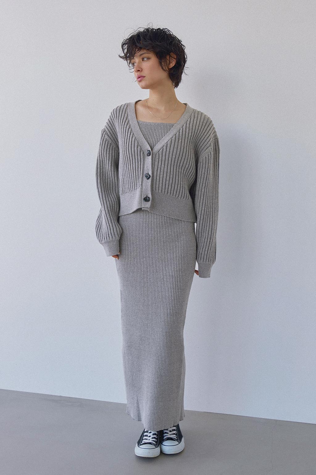 Rib Knit Long Dress - ALEXIA STAM