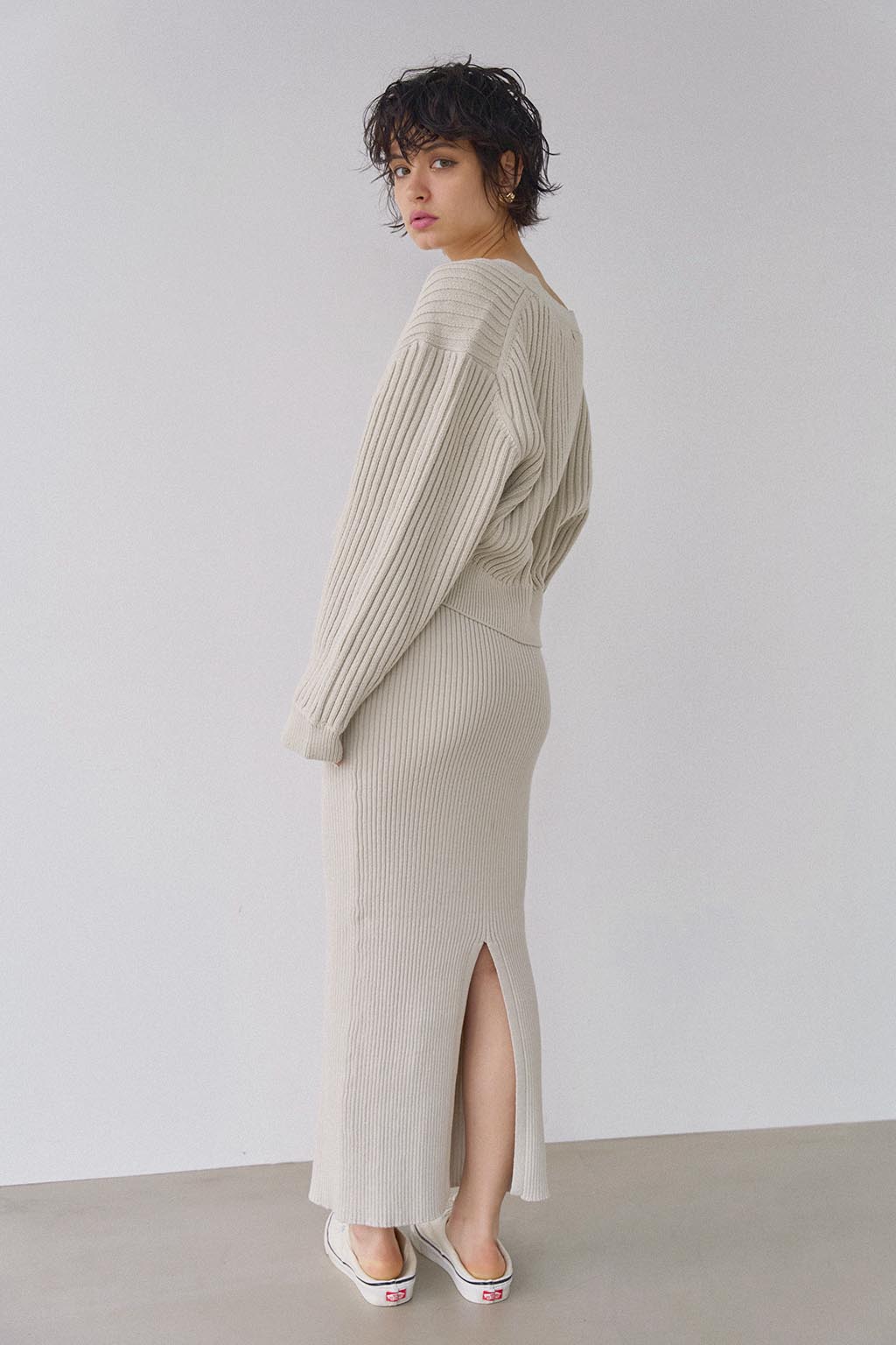 Rib Knit Long Dress - ALEXIA STAM