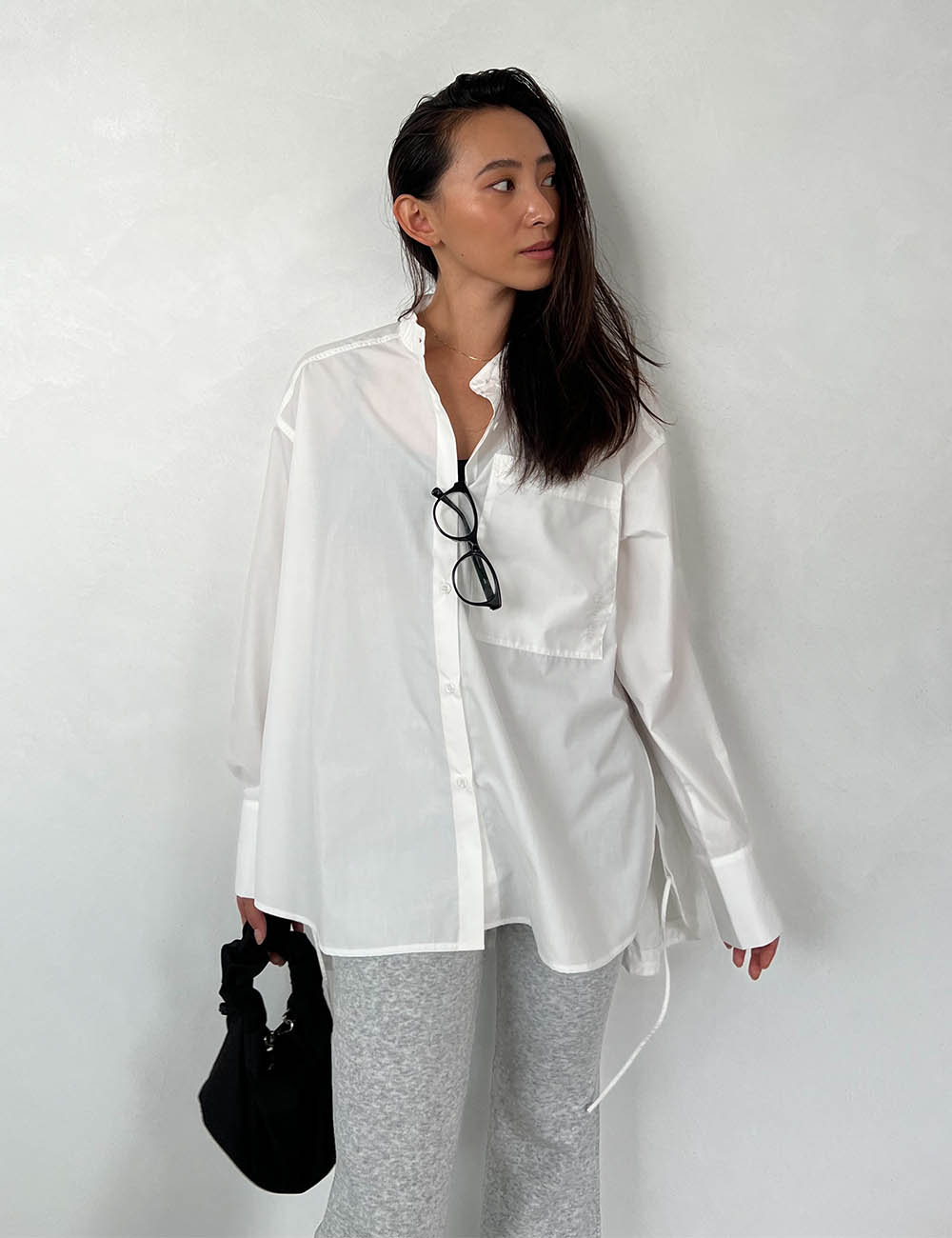 Stand Up Collar Drawstring Shirt - ALEXIA STAM