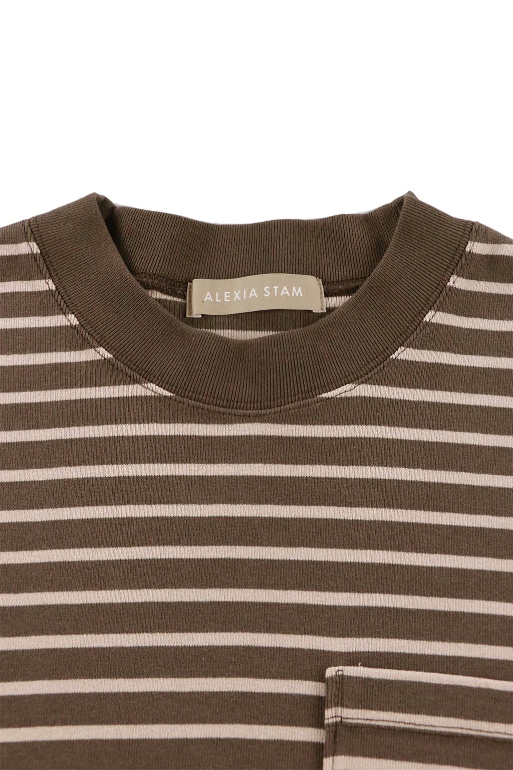 Striped Oversized Front Pocket Long Sleeve Top Brown x Beige