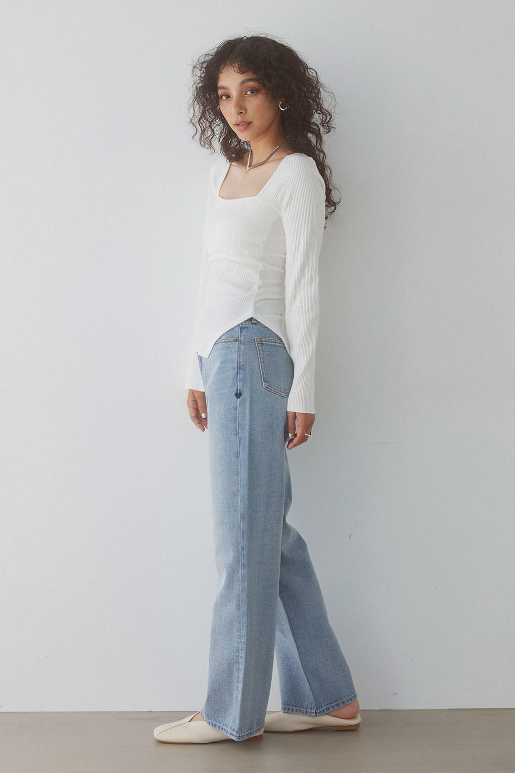 Heart Straight Denim Pants Light Blue | ALEXIA STAM