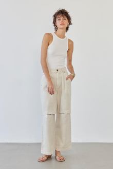 Alternative view of Slash Knee Wide Denim Pants