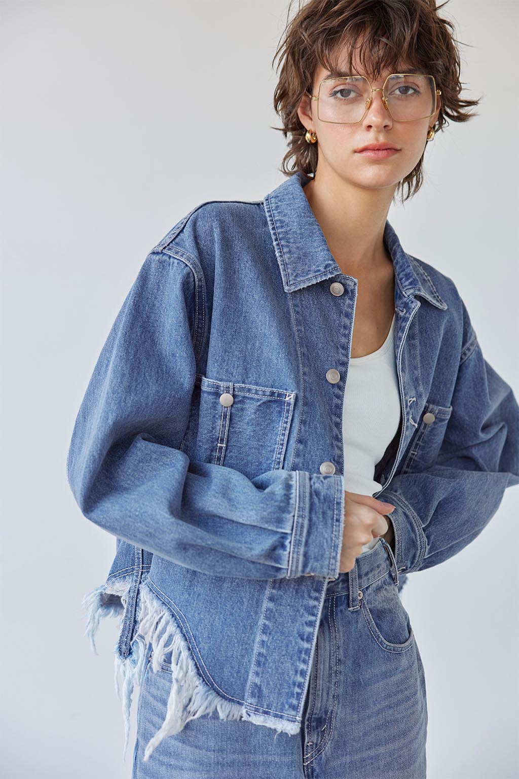 最新の激安 Jacket alexiastam HoodedOversizedDenimJacket レディース