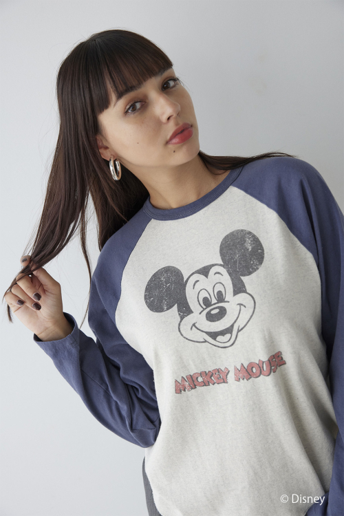 [Mickey Mouse] Print Raglan Sleeve Tee