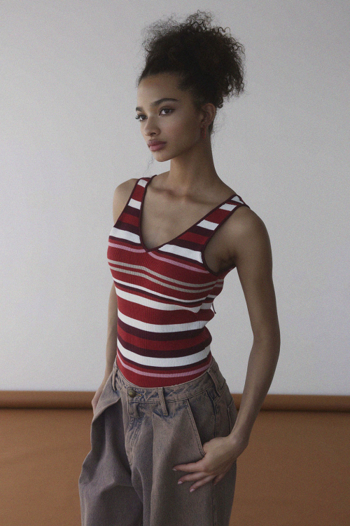 Rib Stripe Knit Bodysuit