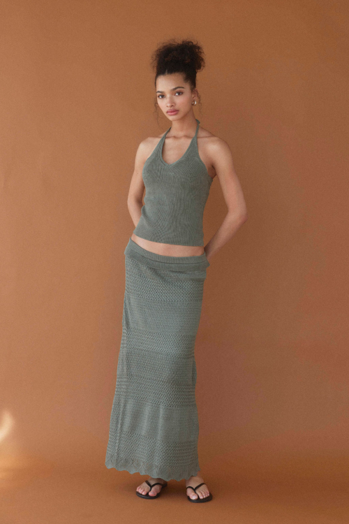 Knit Maxi Flare Skirt