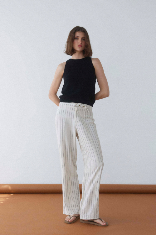 Stripe Belted Pants