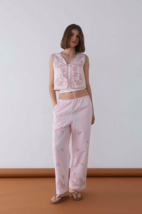 Embroidery Cozy Pants