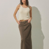 Low Rise Denim Long Skirt