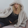 Hooded Eco Fur Jacket Greige