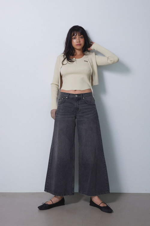 Low Rise Wide Denim Pants
