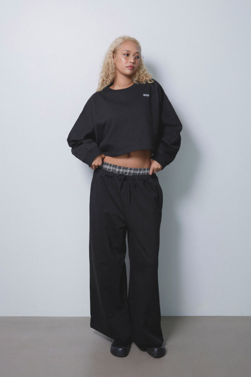 Wellness Layered Plaid Sweat Pants