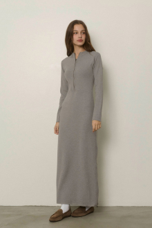 Half Zip Knit Long Dress