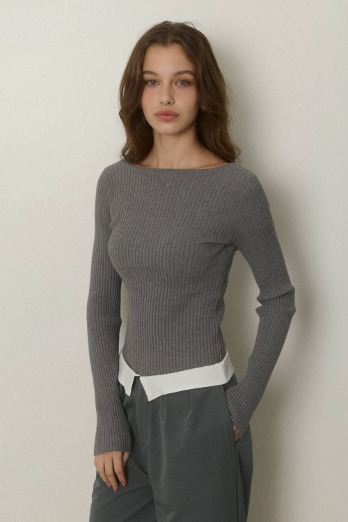 Rib Knit Long Sleeve Top